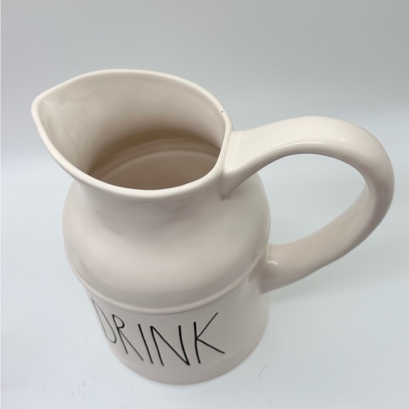 Rae Dunn DRINK White Ceramic Large Pitcher Vase - Picture 4 of 5